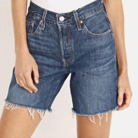 Levi's Pants - NEW! LEVI'S High Rise Mid Thigh Cut Off Denim Jean Shorts Side Slits 34.